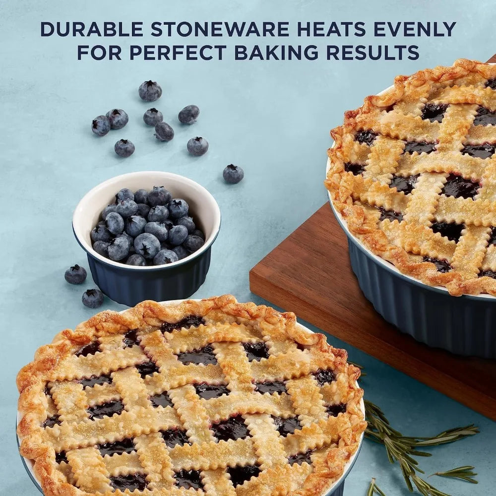 12-Piece Ceramic Stoneware Bakeware Set with Glass & Storage Lids – Oven-to-Table Baking Dishes