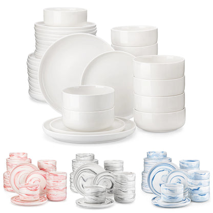 MALACASA Marbled & Classic Porcelain Dinnerware Set – 18 or 36 Piece, Service for 6 or 12