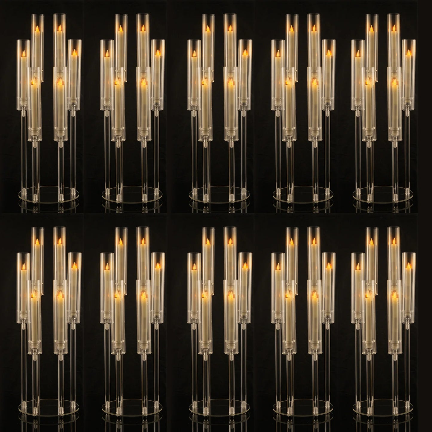 26.8" Clear 6-Arm LED Candelabras – 10 Piece Set