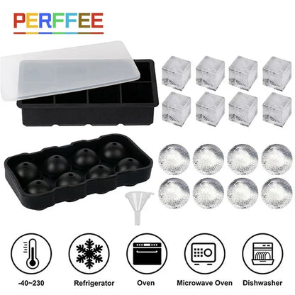 Large Silicone Ice Cube Molds – Sphere & Square Whiskey Ice Trays