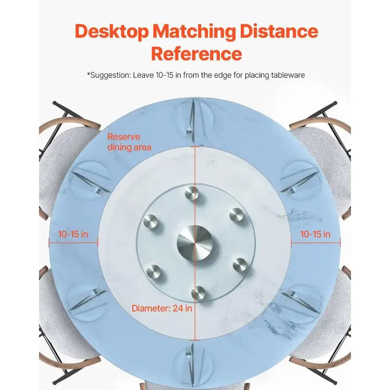24in Glass Lazy Susan Turntable – 360° Rotating Dining Table Server