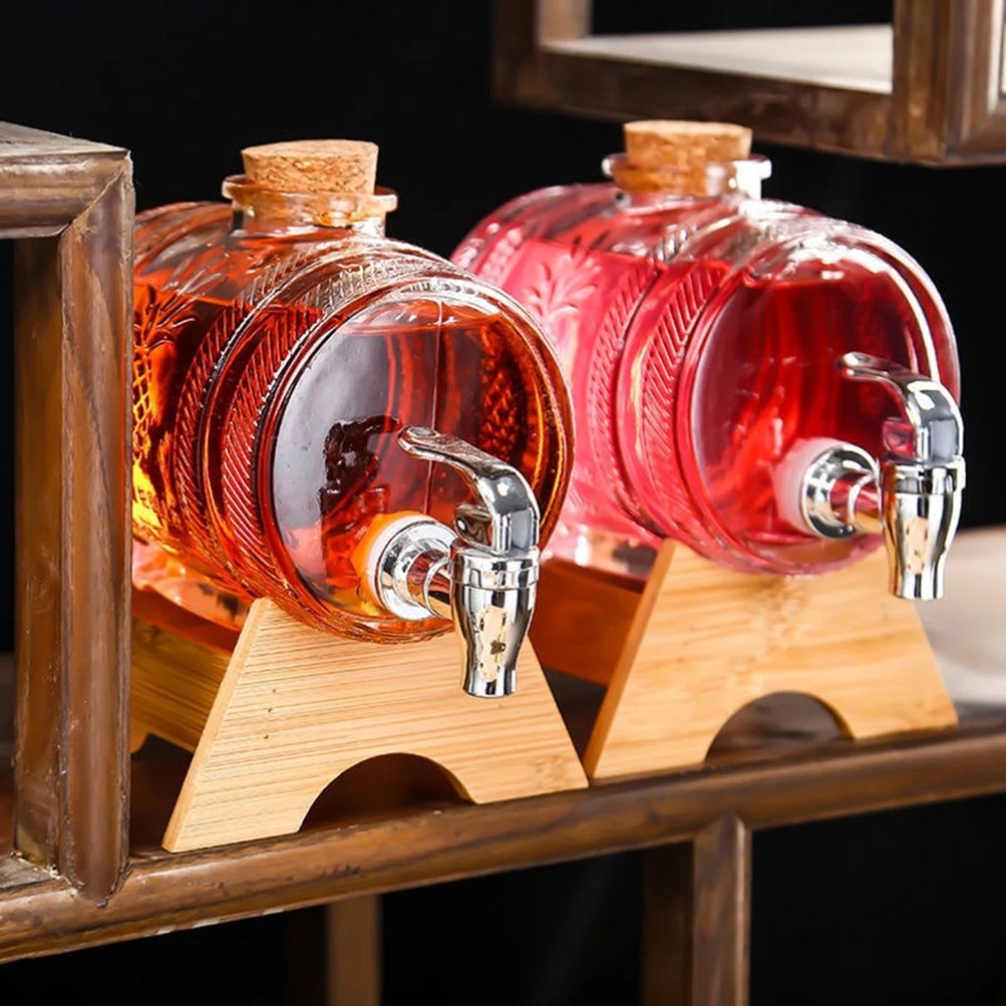 1L Glass Barrel Beverage & Spirits Dispenser with Tap – Tabletop Drink Server