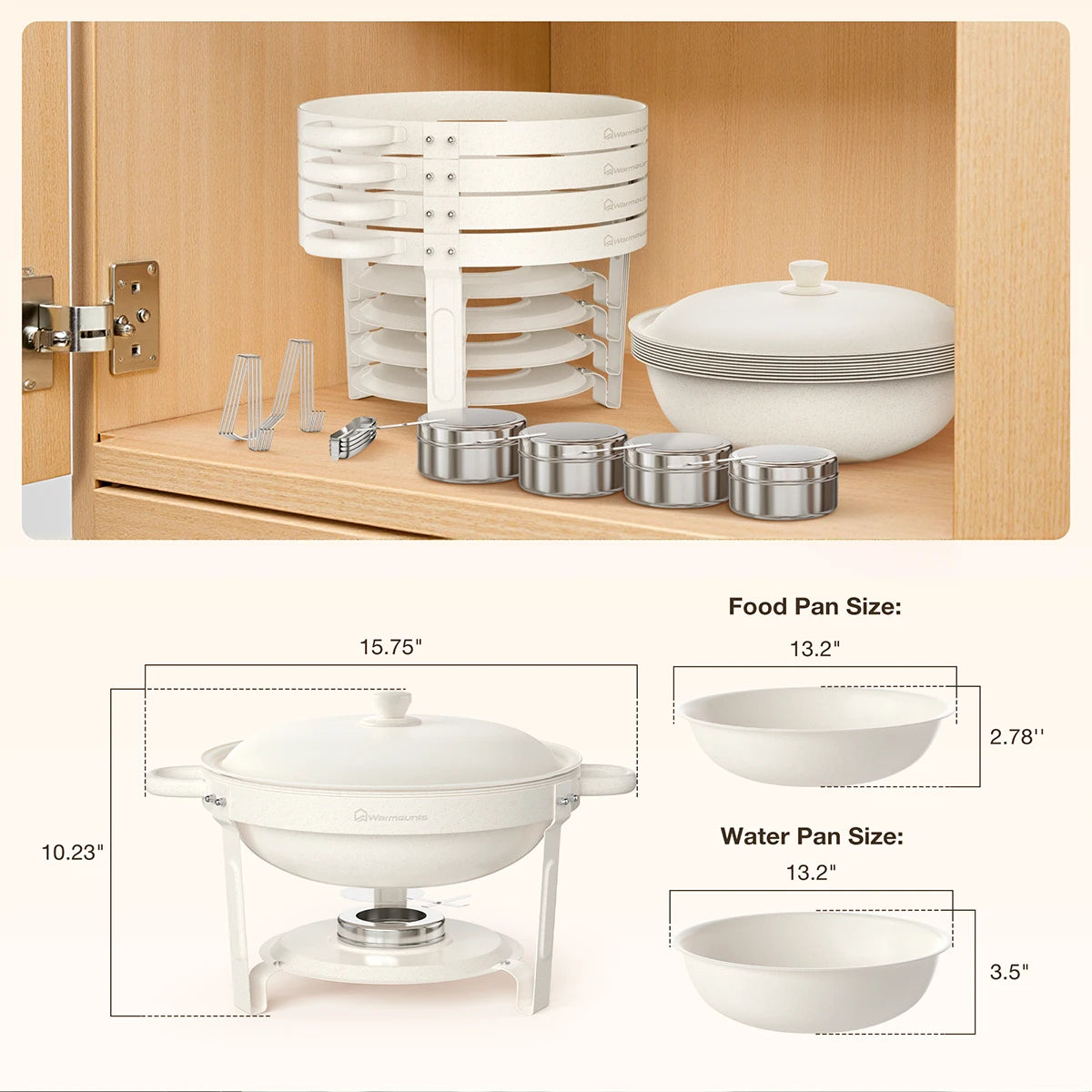 5QT Round Stainless Steel Chafing Dishes – 2 or 4 Pack Buffet Warmer Set