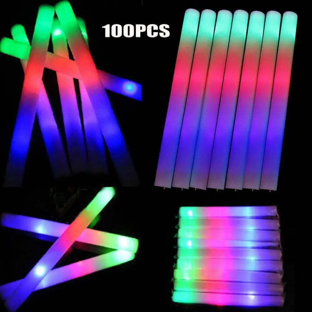 LED Glow Foam Sticks – 100 Piece Party Pack