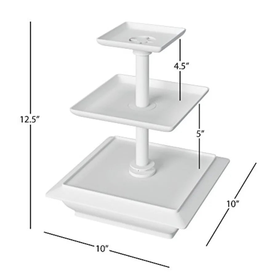 3-Tier White Square Cupcake & Dessert Display Stand – 12.5" Tiered Serving Stand