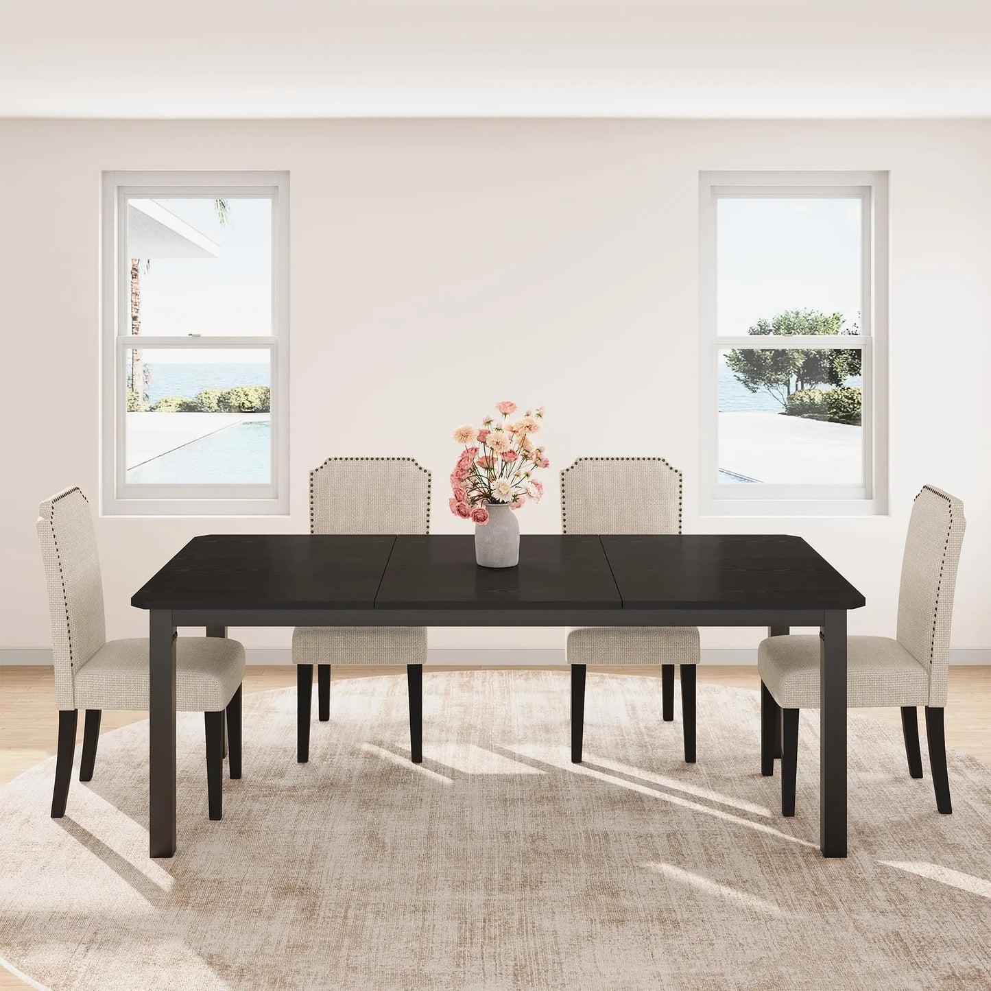 Industrial Dining Table for 4–10 – Wood Grain Top & Meta - 3 sizes available: 63", 70.8", or 78.7"