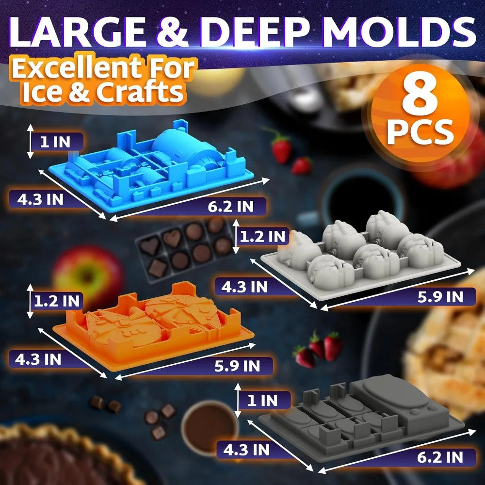 8-Piece Cosmic Silicone Ice & Treat Mold Set