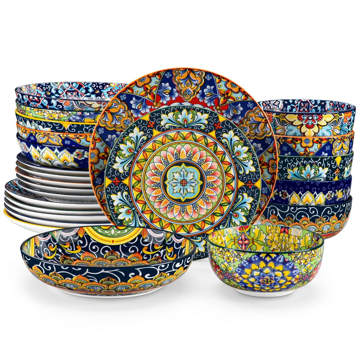 Vancasso Artisan Patterned 24-Piece Porcelain Dinnerware Set – Service for 6