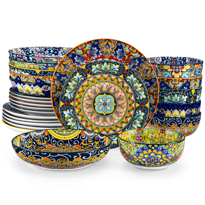 Vancasso Artisan Patterned 24-Piece Porcelain Dinnerware Set – Service for 6