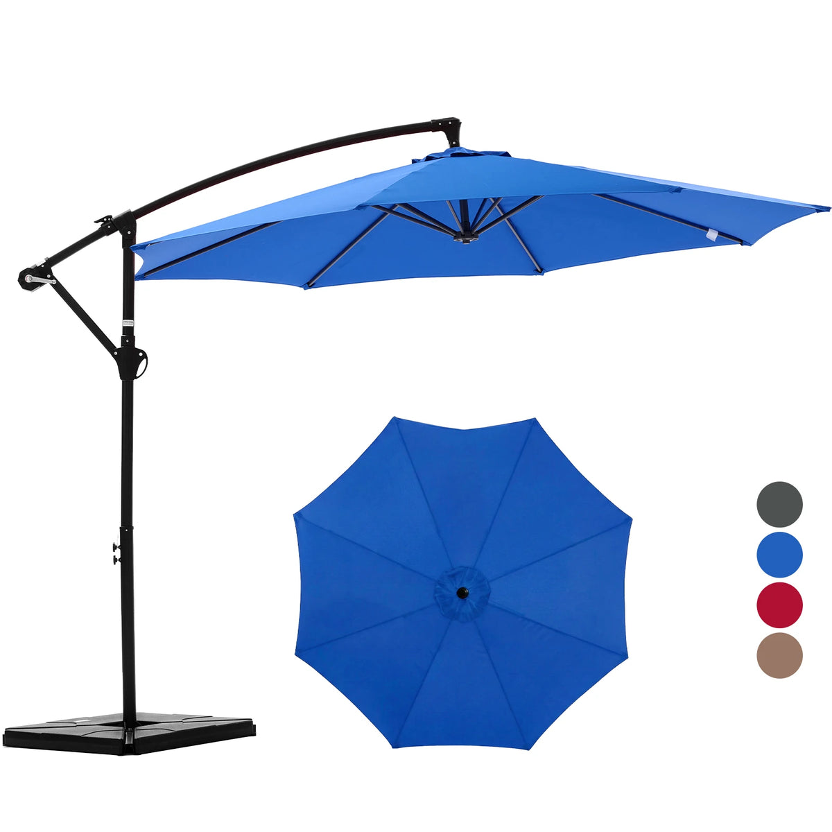 9.8FT Cantilever Patio Umbrella with Base – Adjustable Tilt & UPF50+ Sun Protection