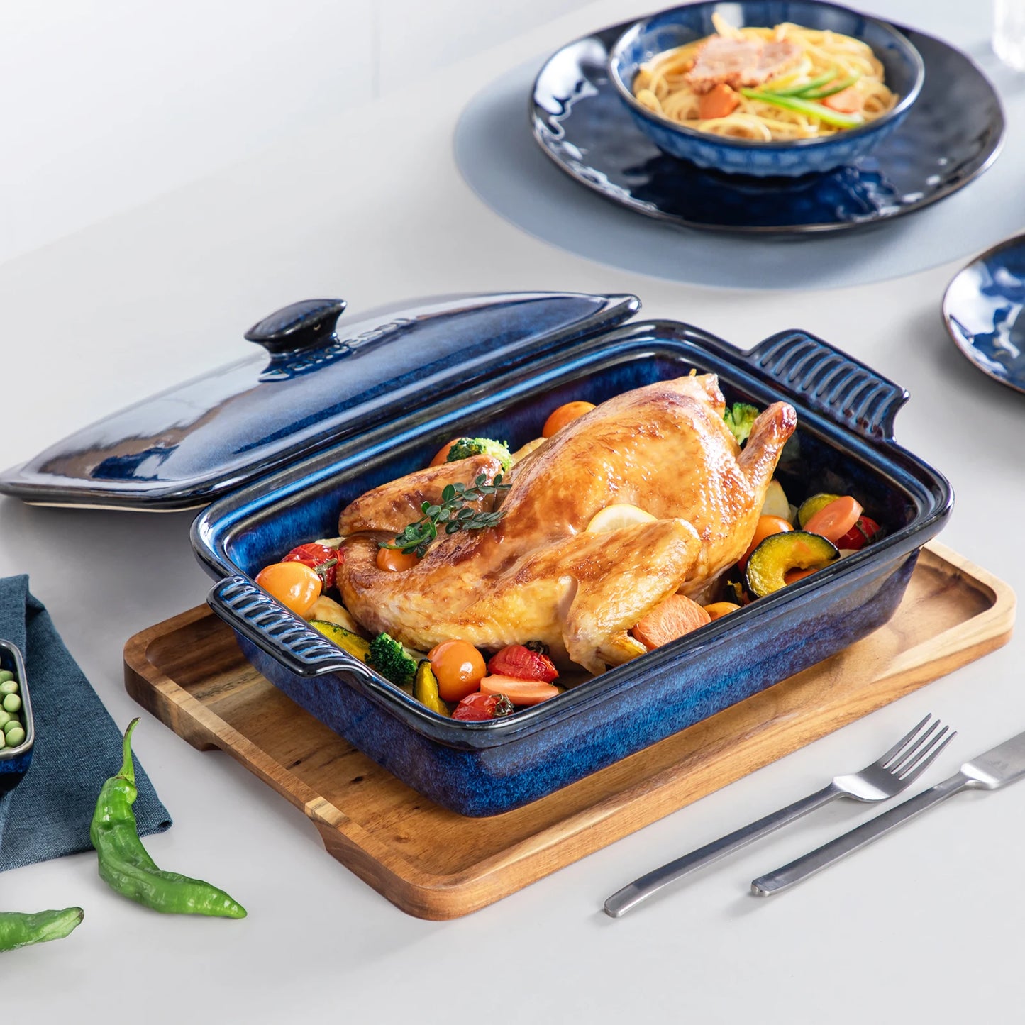 Vancasso Starry Blue Covered Casserole Baking Dish – 1.9 or 3.8 Qt
