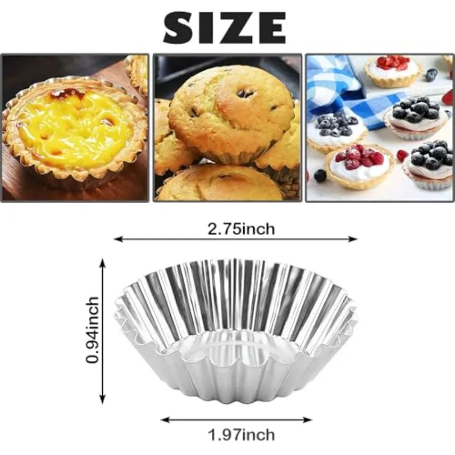 35-Piece Mini Tart Pan Set – 2.75" Reusable Aluminum Tartlet, Mini Pie & Quiche Molds