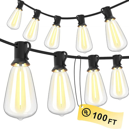 Outdoor LED String Lights – 50FT, 100FT or 150FT Waterproof Shatterproof Patio Lights