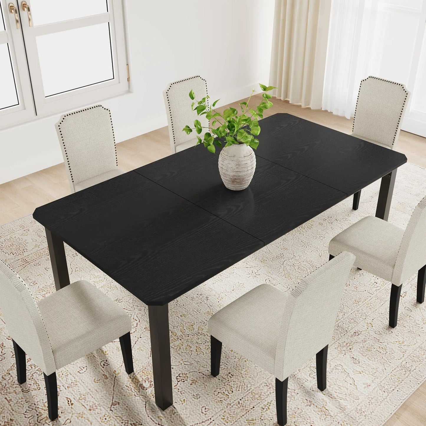 Industrial Dining Table for 4–10 – Wood Grain Top & Meta - 3 sizes available: 63", 70.8", or 78.7"
