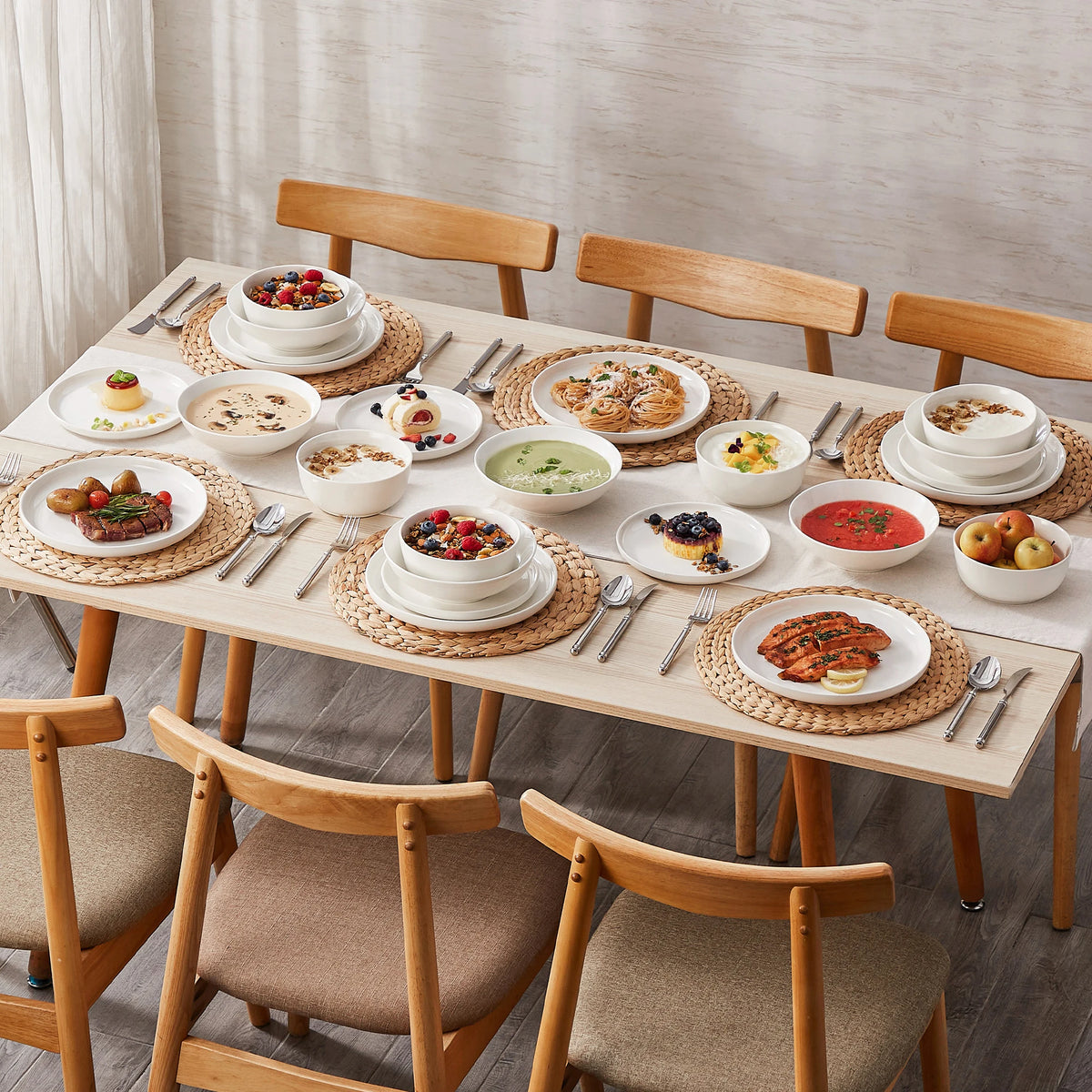 MALACASA White Porcelain Dinnerware Set – 12, 16, 18 or 24 Piece
