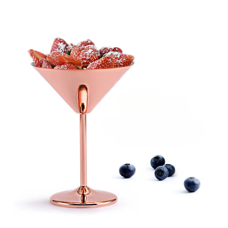 Stainless Steel Martini & Cocktail Glass – Steel Silver or Rose Gold