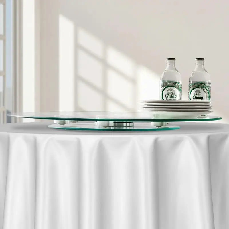 24in Glass Lazy Susan Turntable – 360° Rotating Dining Table Server