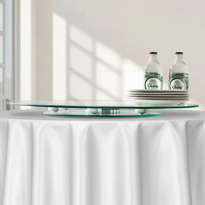 24in Glass Lazy Susan Turntable – 360° Rotating Dining Table Server
