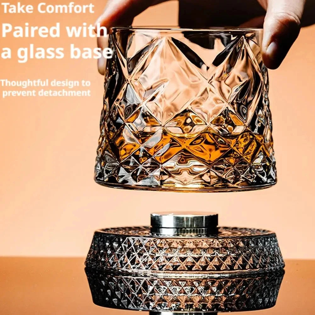 2-Piece 360° Rotating Whiskey Glass Set with Glass Bases