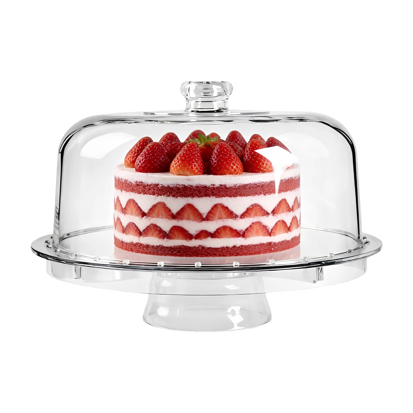 6-in-1 Clear Cake Stand with Dome – Multifunctional Dessert, Appetizer, Punch & Serving Platter