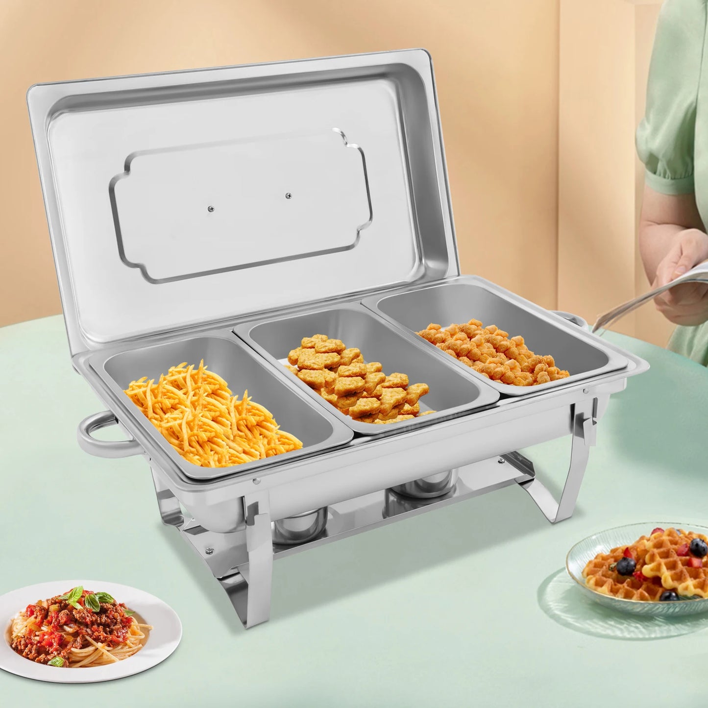 3-Pan Stainless Steel Chafing Dish Buffet Warmer