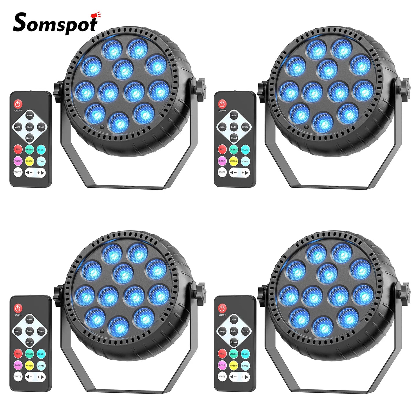 Somspot Rechargeable RGB Mini PAR Lights – Remote & Sound-Activated Party Lighting, 4 or 8 Pack