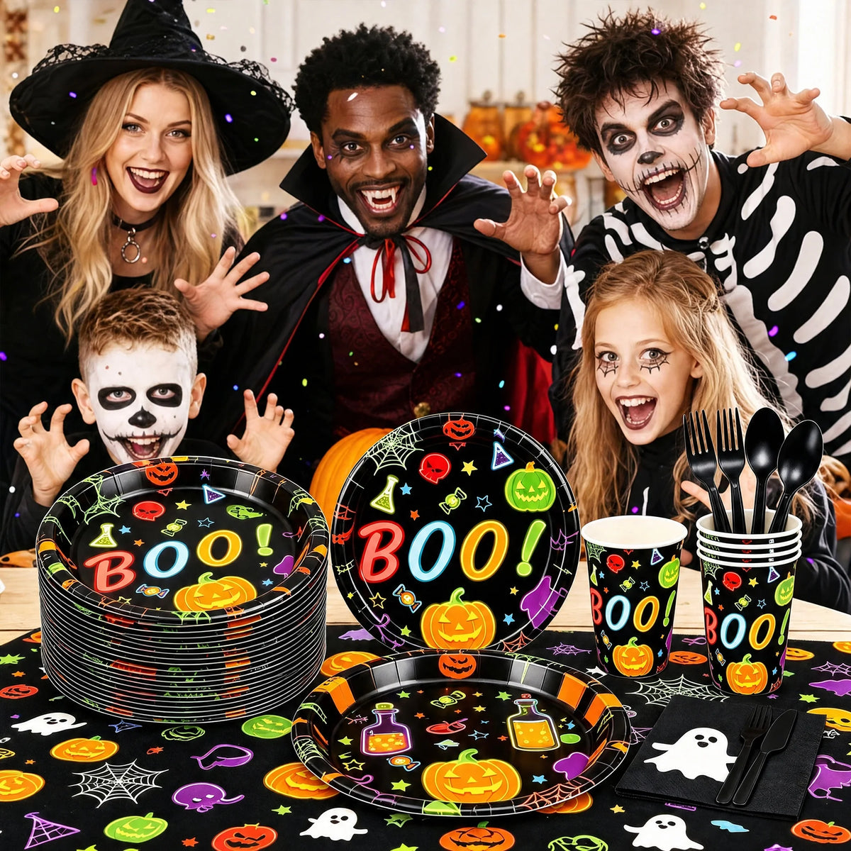 351-Piece Halloween Disposable Tableware Set – Serves 50