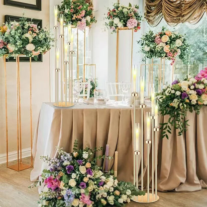 46" Gold 6-Arm Floor Candelabras with 24 LED Candles – 4 Piece Set