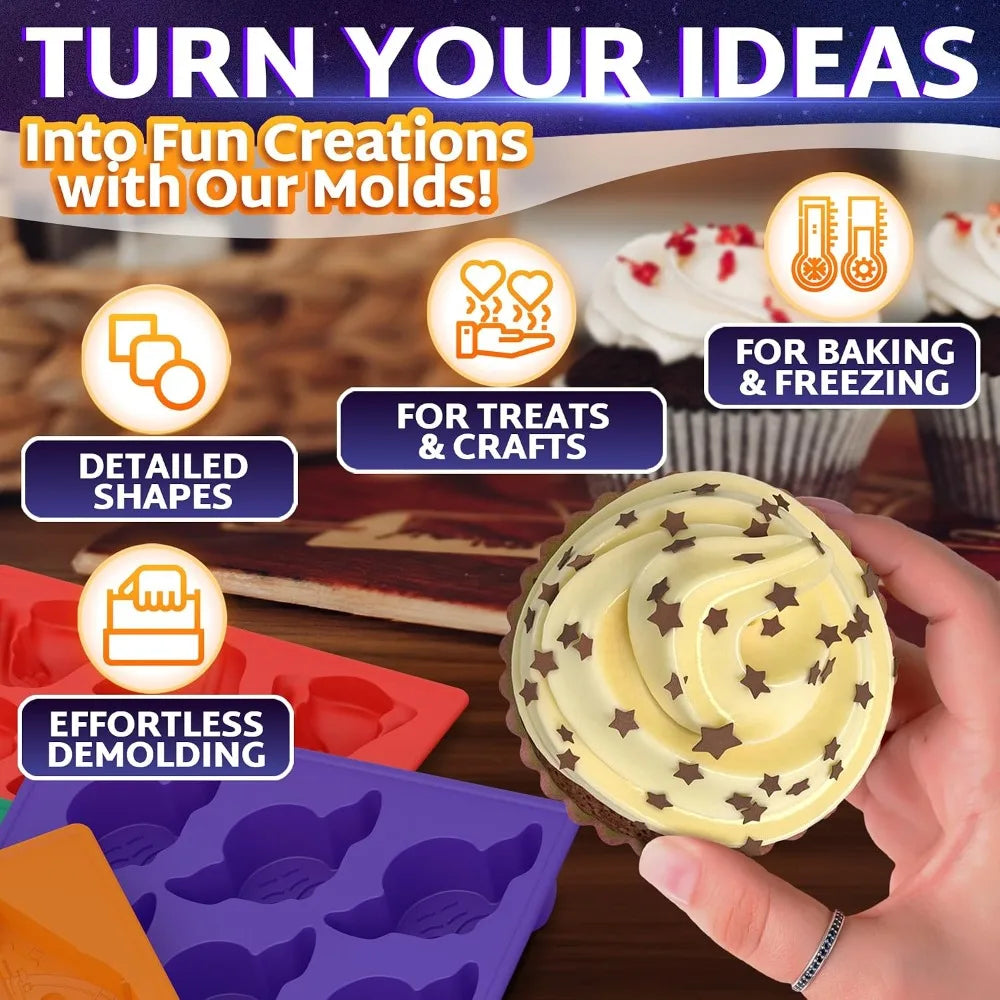 8-Piece Cosmic Silicone Ice & Treat Mold Set
