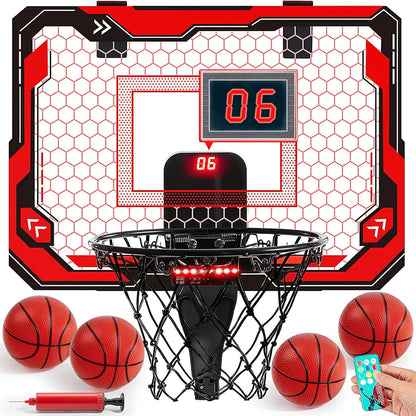 Light-Up Mini Indoor Basketball Hoop Set with Scoreboard & 4 Balls