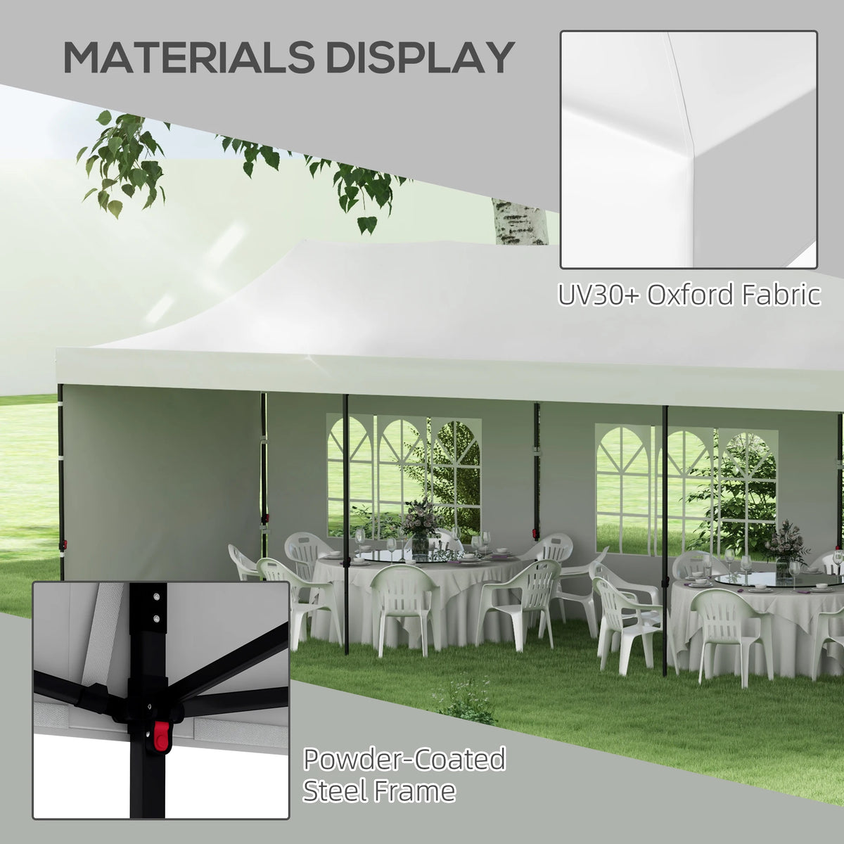 9.5 × 28FT Extra-Large Pop-Up Canopy Tent with Sidewalls, Windows & Adjustable Height