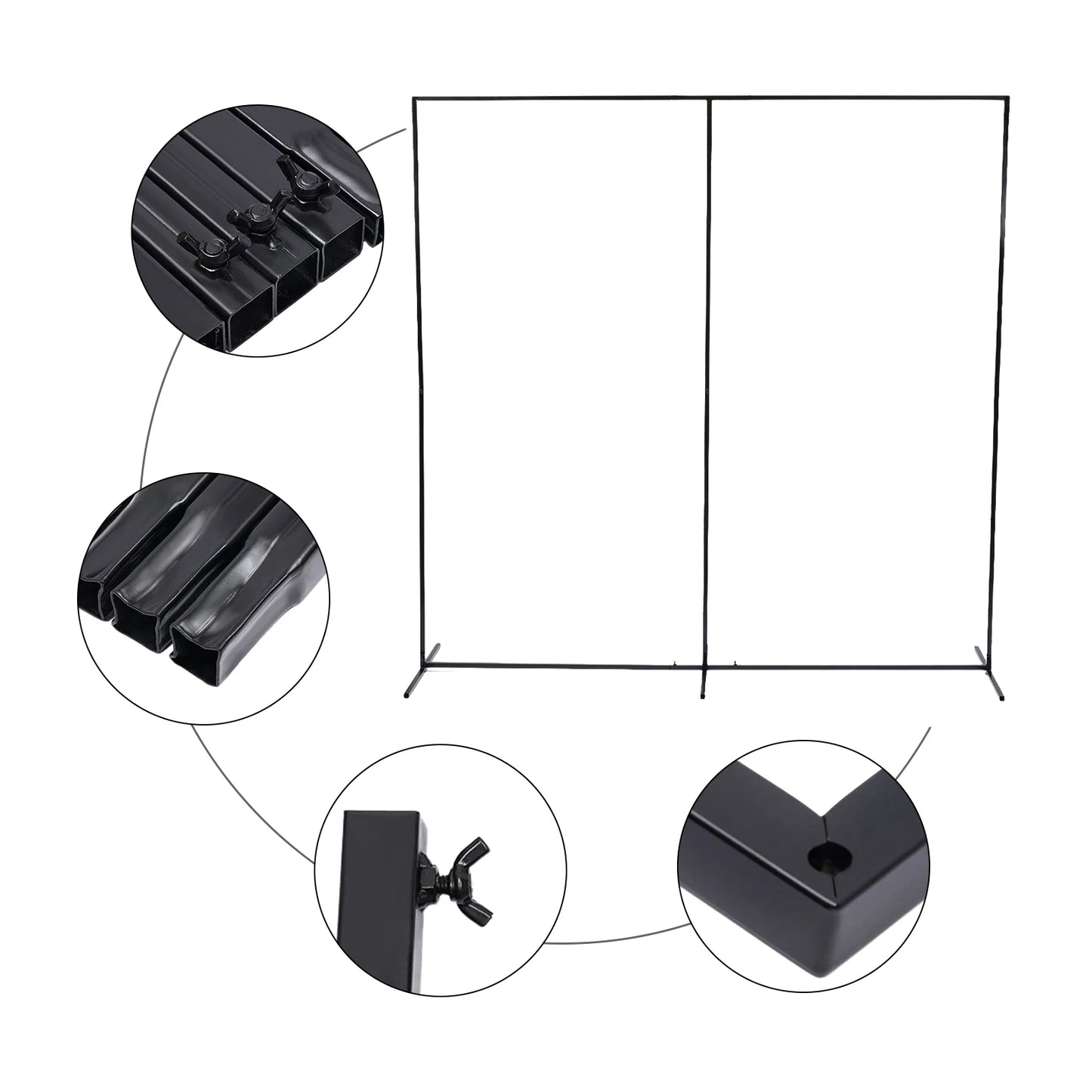 Heavy-Duty Rectangular Metal Backdrop Stand – 7.5 ft Black Event Frame for Balloons, Florals & Draping