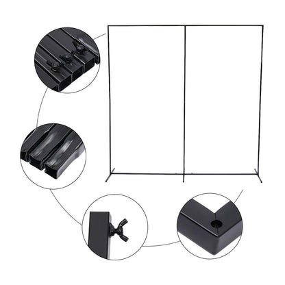 Heavy-Duty Rectangular Metal Backdrop Stand – 7.5 ft Black Event Frame for Balloons, Florals & Draping