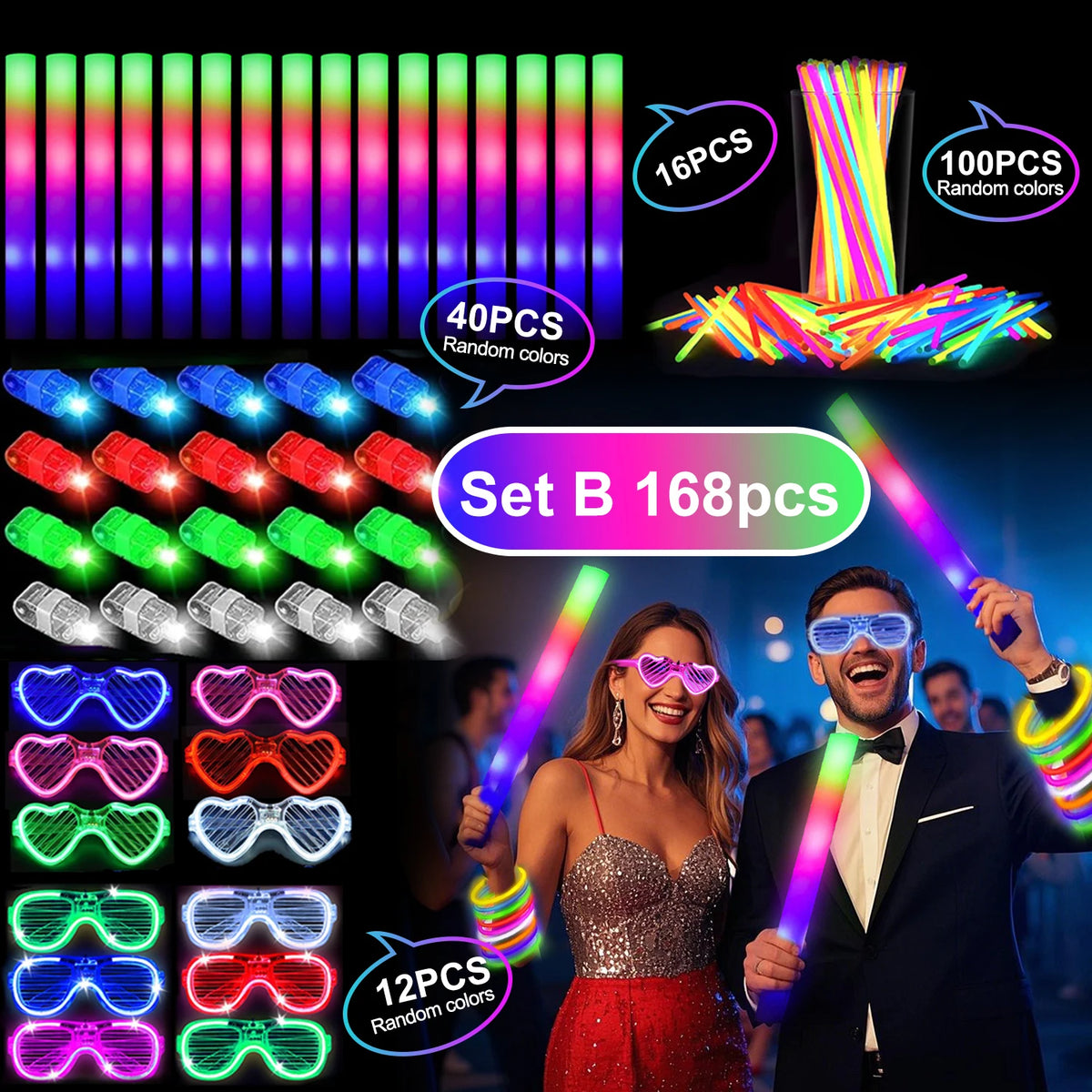168-Piece LED Glow Party & Dance Floor Kit
