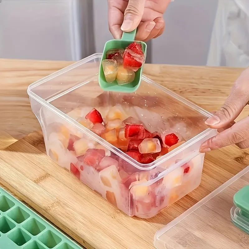 68-Cube Press-to-Release Ice Tray with Lid & Storage Bin