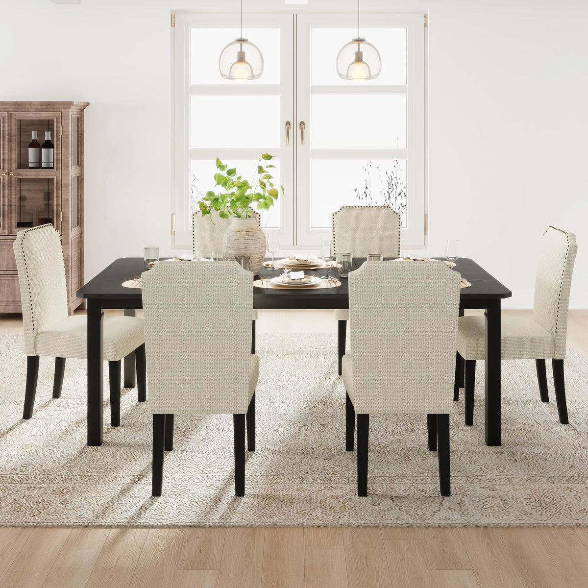 Industrial Dining Table for 4–10 – Wood Grain Top & Meta - 3 sizes available: 63", 70.8", or 78.7"