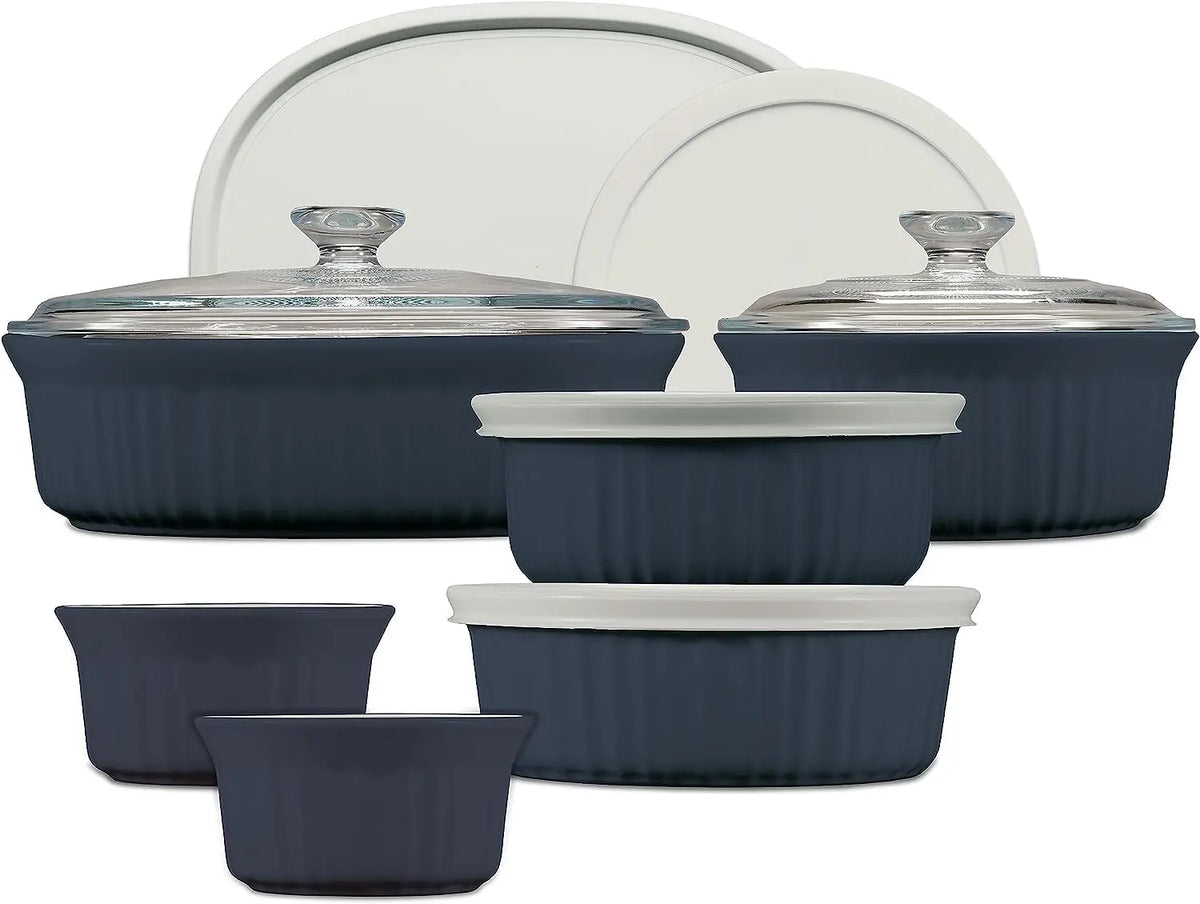 12-Piece Ceramic Stoneware Bakeware Set with Glass & Storage Lids – Oven-to-Table Baking Dishes