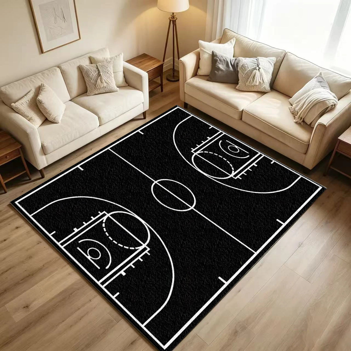 Basketball Court Area Rug – Game Day & Sports-Themed Floor Mat