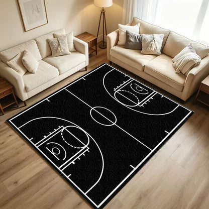 Basketball Court Area Rug – Game Day & Sports-Themed Floor Mat