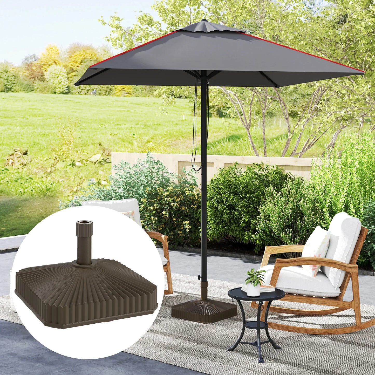 Fillable Square Patio Umbrella Base – Sand or Water Weighted Outdoor for Smaller Umbrellas Stand