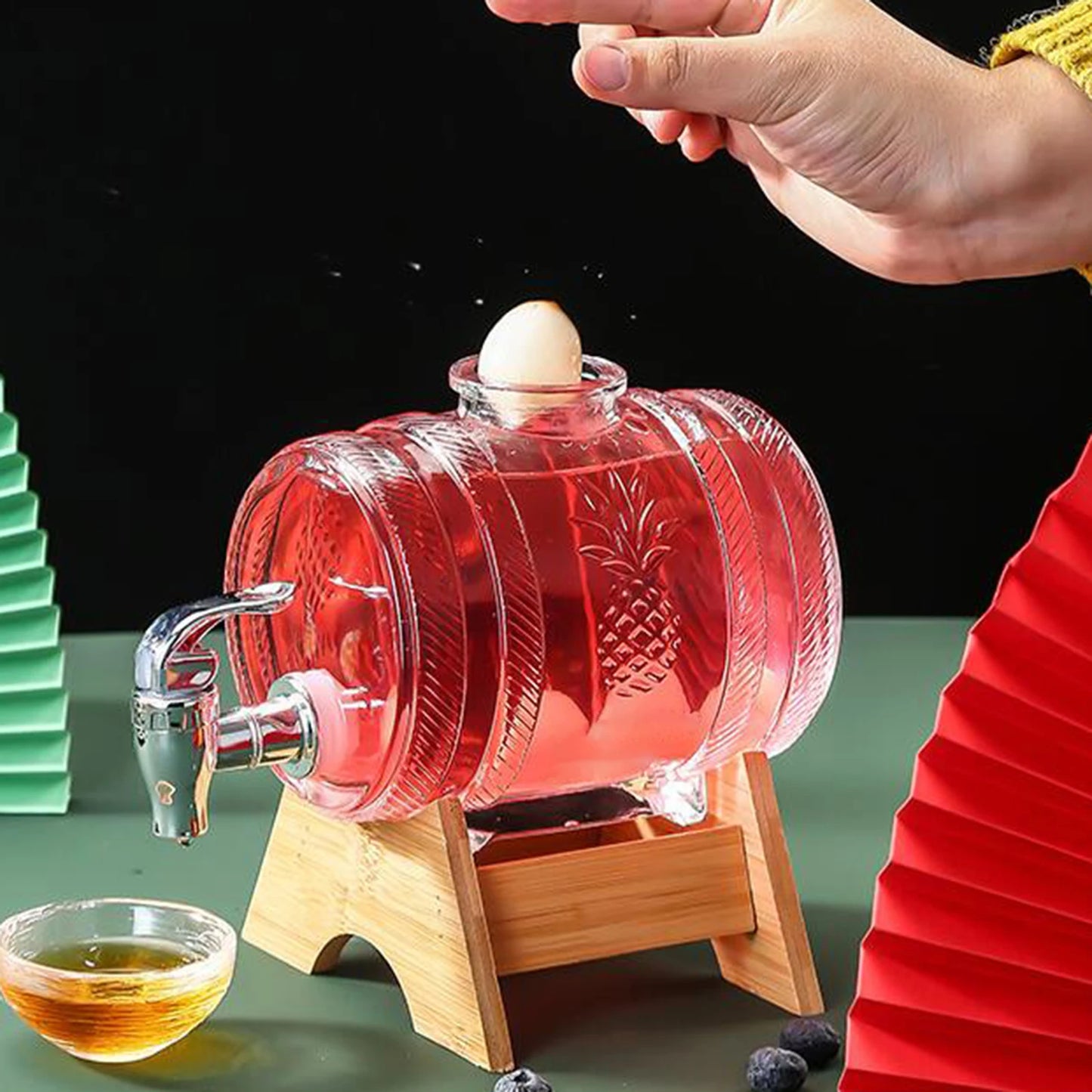 1L Glass Barrel Beverage & Spirits Dispenser with Tap – Tabletop Drink Server