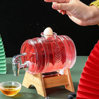1L Glass Barrel Beverage & Spirits Dispenser with Tap – Tabletop Drink Server