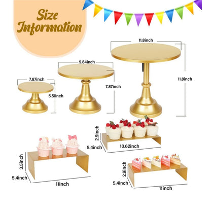 6-Piece Gold Metal Dessert Display Stand Set – Tiered Cake & Pastry Risers for Parties & Events