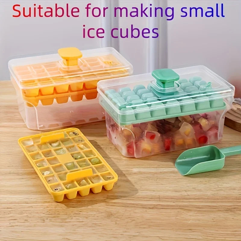 68-Cube Press-to-Release Ice Tray with Lid & Storage Bin