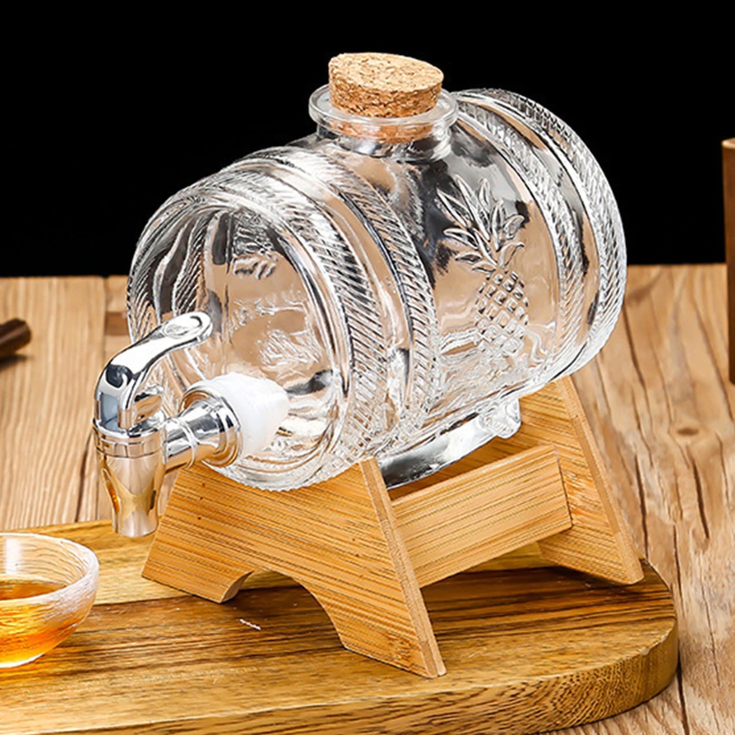 1L Glass Barrel Beverage & Spirits Dispenser with Tap – Tabletop Drink Server