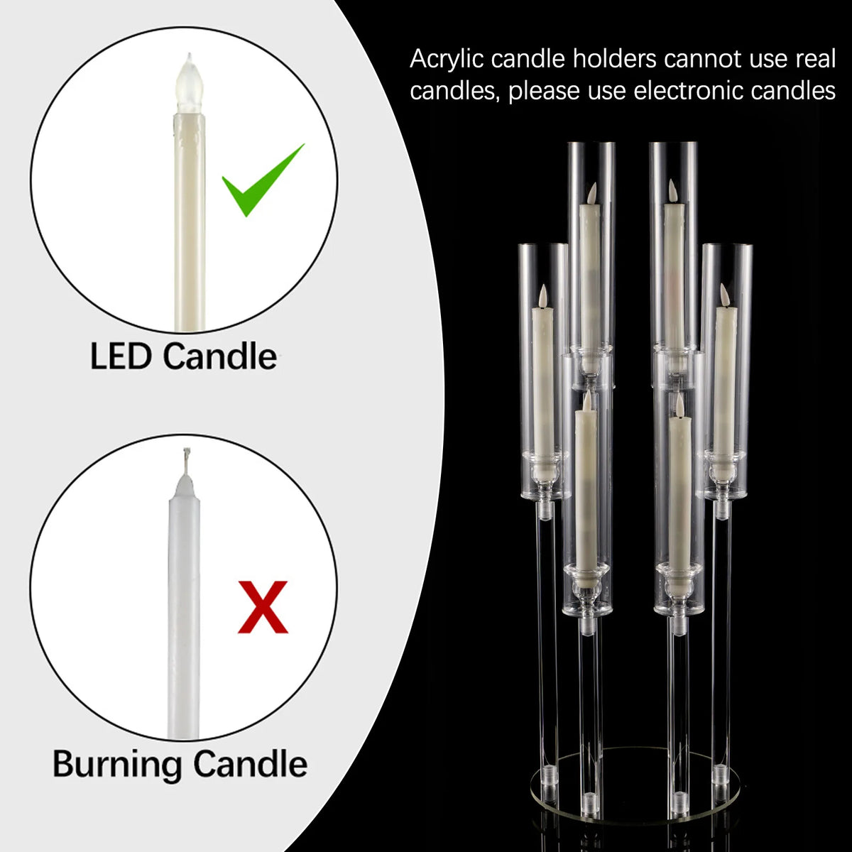 26.8" Clear 6-Arm LED Candelabras – 10 Piece Set