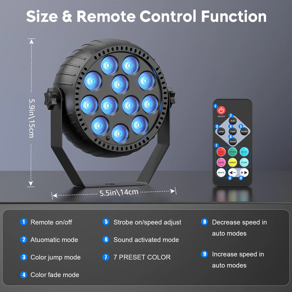 Somspot Rechargeable RGB Mini PAR Lights – Remote & Sound-Activated Party Lighting, 4 or 8 Pack