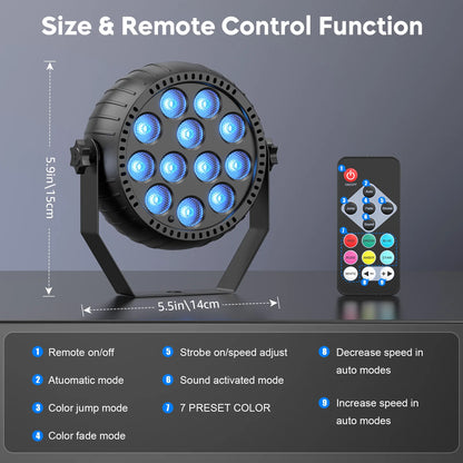 Somspot Rechargeable RGB Mini PAR Lights – Remote & Sound-Activated Party Lighting, 4 or 8 Pack