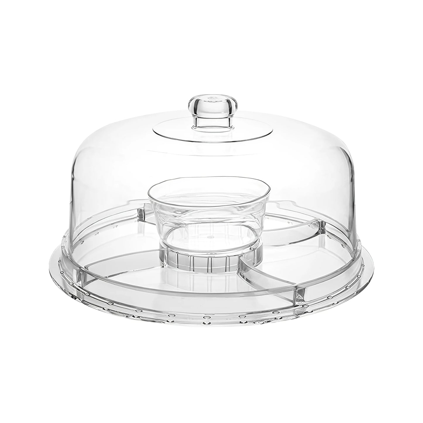 6-in-1 Clear Cake Stand with Dome – Multifunctional Dessert, Appetizer, Punch & Serving Platter