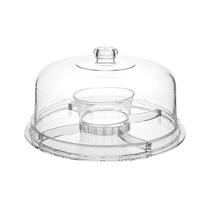 6-in-1 Clear Cake Stand with Dome – Multifunctional Dessert, Appetizer, Punch & Serving Platter